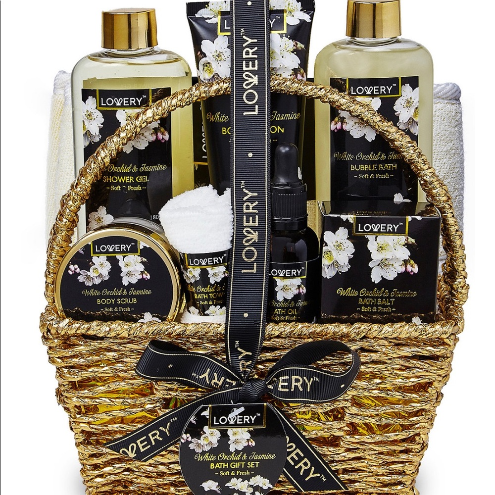 Elegantly wrapped in a gold-tone handmade basket